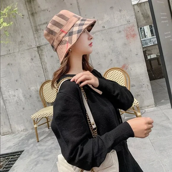 Women\'s Plaid Tartan Bucket Hat Vintage Rollable Sun Cap Red Plaid Bucket Hat Cap, Buffalo Plaid Tartan Blue Retro  main image 3